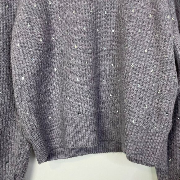 J. Crew Puff Sleeve Rhinestone sweater Supersoft yarn Wool Alpaca Large Sparkly - Picture 8 of 10
